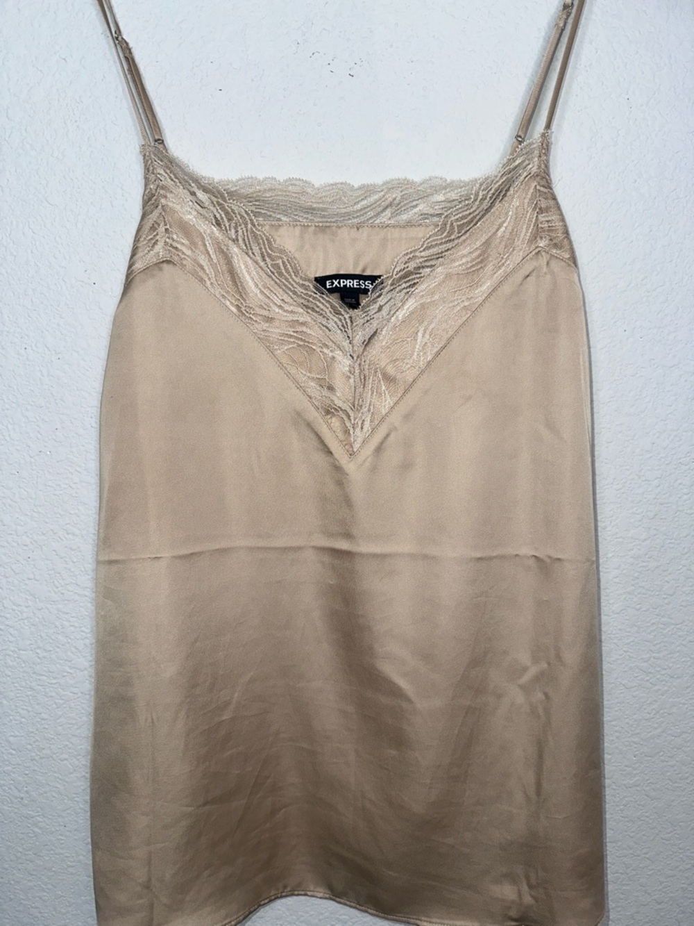 Y2K‎ Express Beige Lace-Trim Satin Slip Chemise